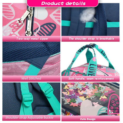 Kids Girls Love Print Sequin 3pcs School Backpack/Bag Set childrensterritory