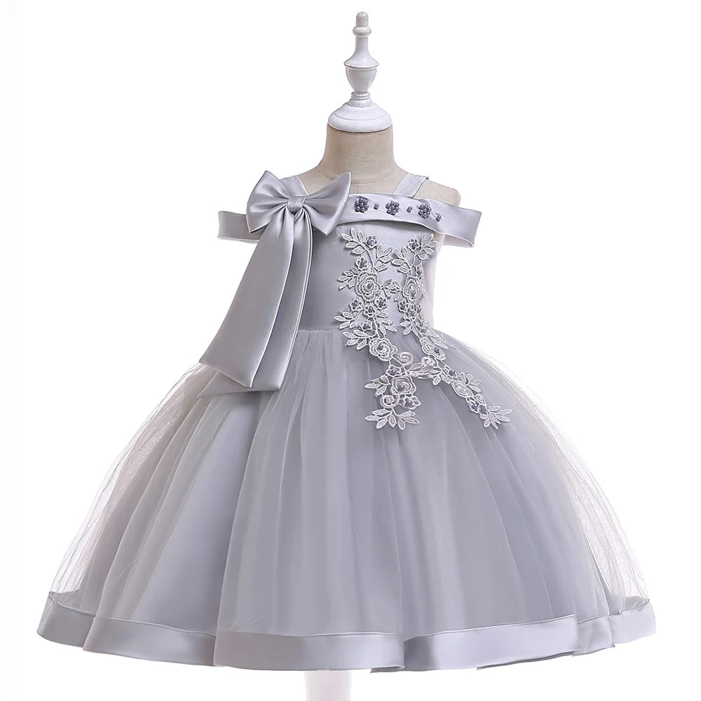 Girls' Sleeveless Bow Design Elegant Party Dresses