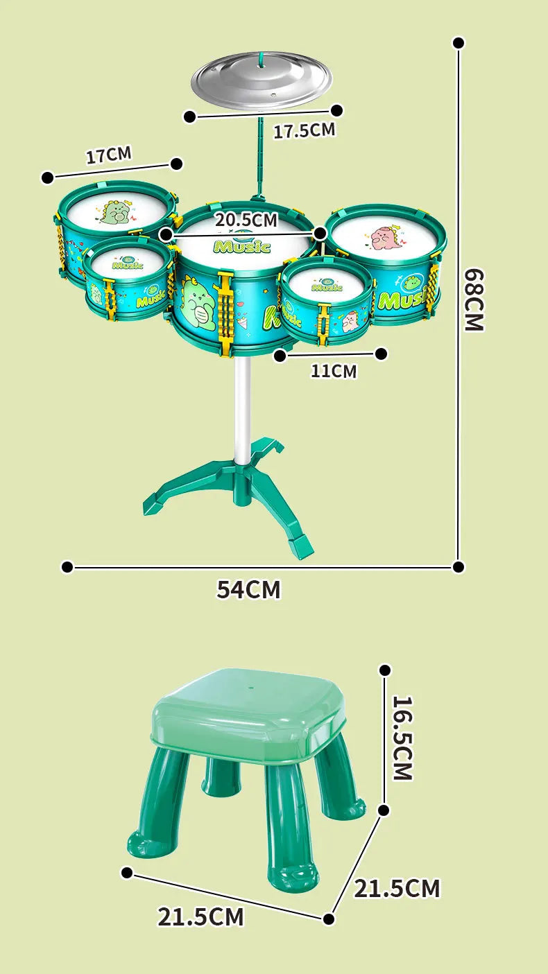 Kids Musical Instruments Toy- Mini Jazz Drum Set with Stool