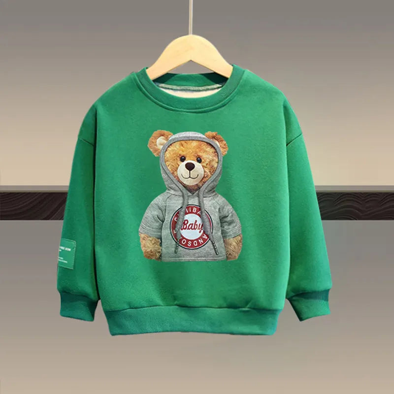 Kids Cartoon Bear Design Sweatshirt and Pant Tracksuit Set childrensterritory