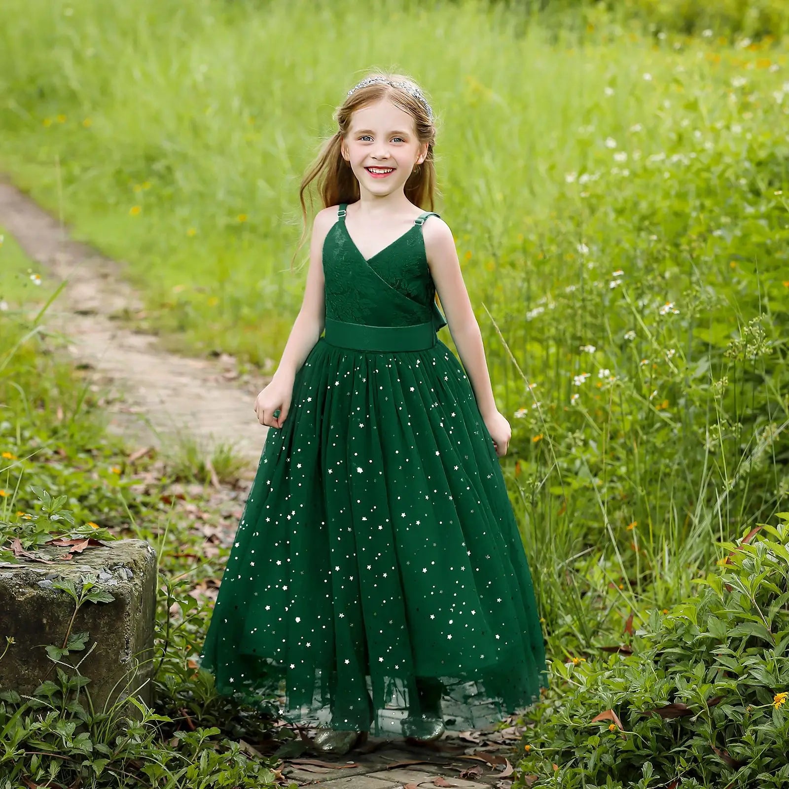 Kids Girls Puffy Sequin Embroidery Princess Party Dresses