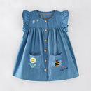 Kids Girls Floral Summer Casual Jeans Dresses childrensterritory