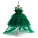 Little Girls Puffy Tulle First Communion Dresses with Trailing childrensterritory
