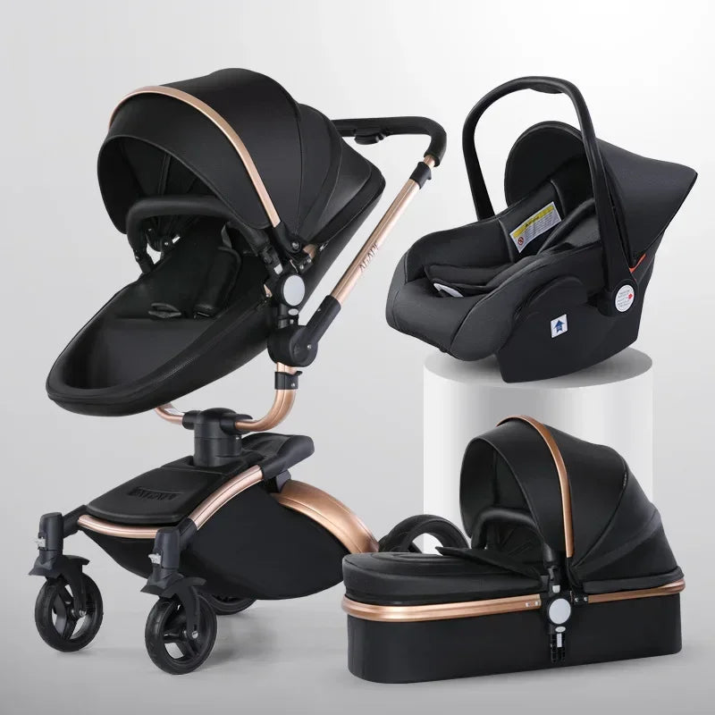 3 in 1 Baby High Land-scape Stroller with Bassinet &amp; Folding Carriage