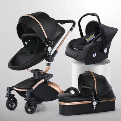 3 in 1 Baby High Land-scape Stroller with Bassinet &amp; Folding Carriage