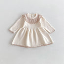 Girls’ Long Sleeves Collar Design Warm Dresses