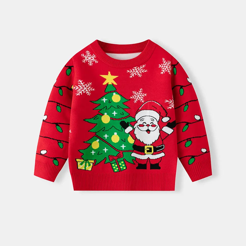 Round Neck Long Sleeves Christmas Design Boys Sweaters