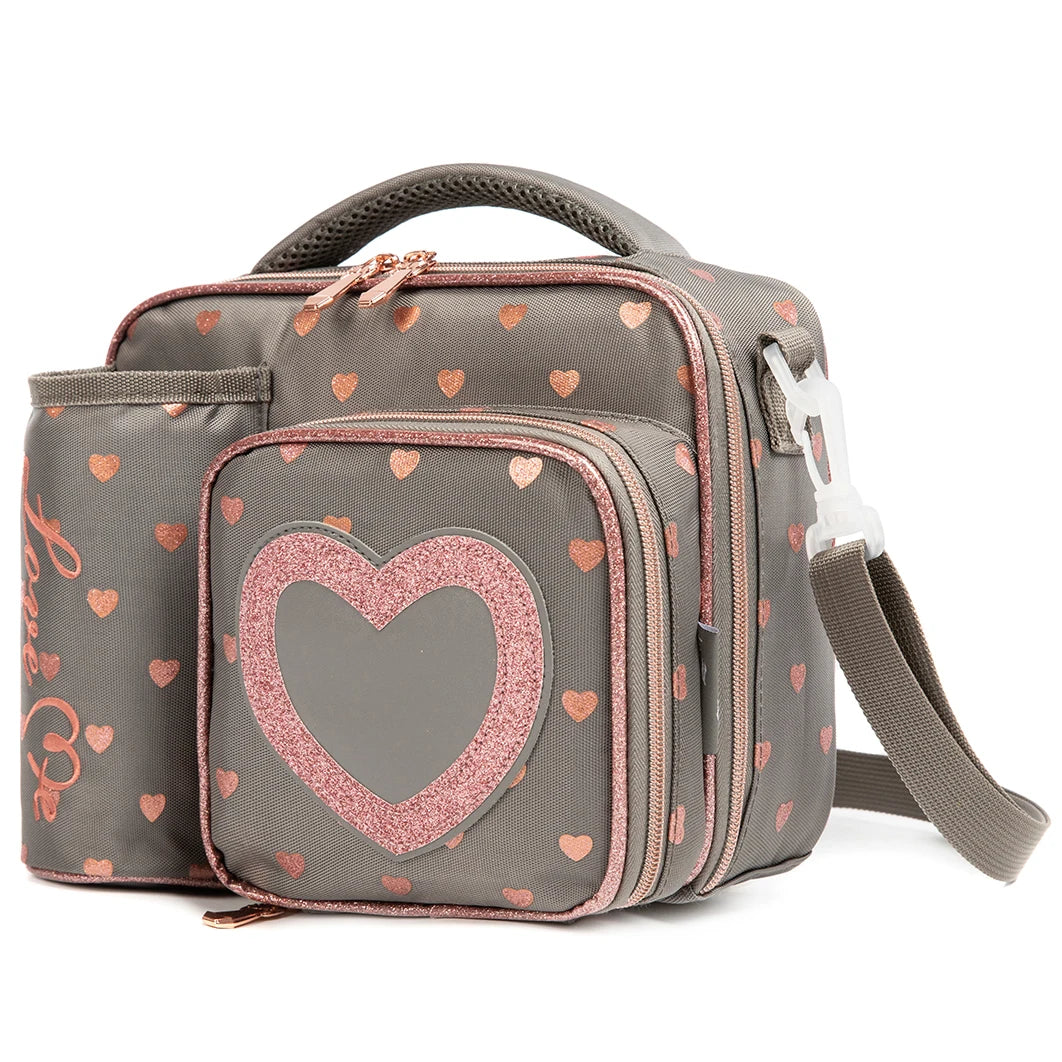 Kids Printed Waterproof Thermal Lunch Bags with Bottle Pocket