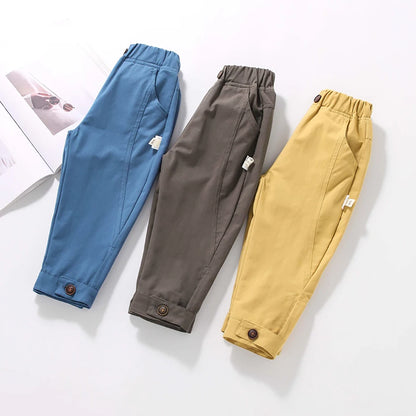 Solid Color Casual Style Trousers For Little Girls childrensterritory