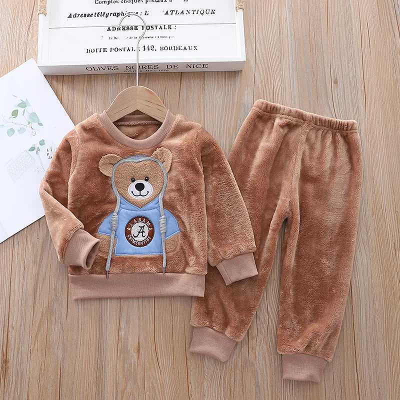 Kids Cartoon Design Warm Casual Clothing Set