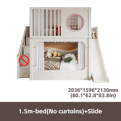 Solid Wooden Multifunctional Kids Bunk Beds with Ladder childrensterritory