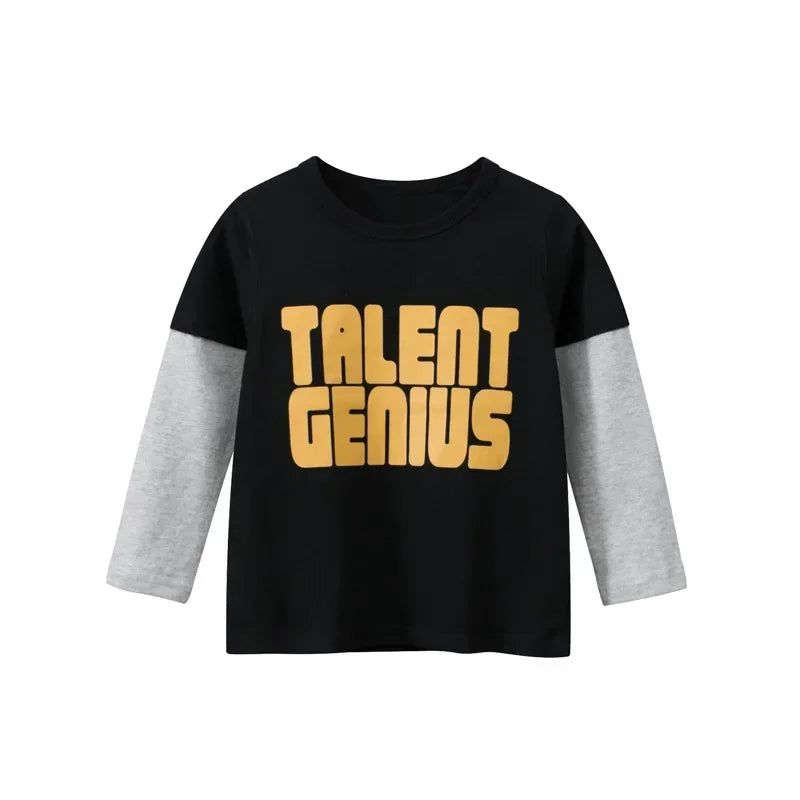 Rugby Letter Print Kids Boys Bottoming Cotton T-shirts