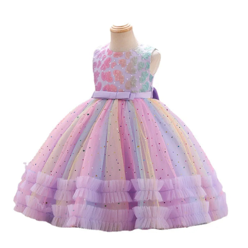 Little Girls Colorful Embroidered Sequin Evening Dresses childrensterritory