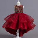 Sleeveless Sequins Design Kids Girls Party Trailing Dresses childrensterritory