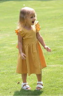 Bow Design Cotton Linen Dress For Toddler Girls childrensterritory