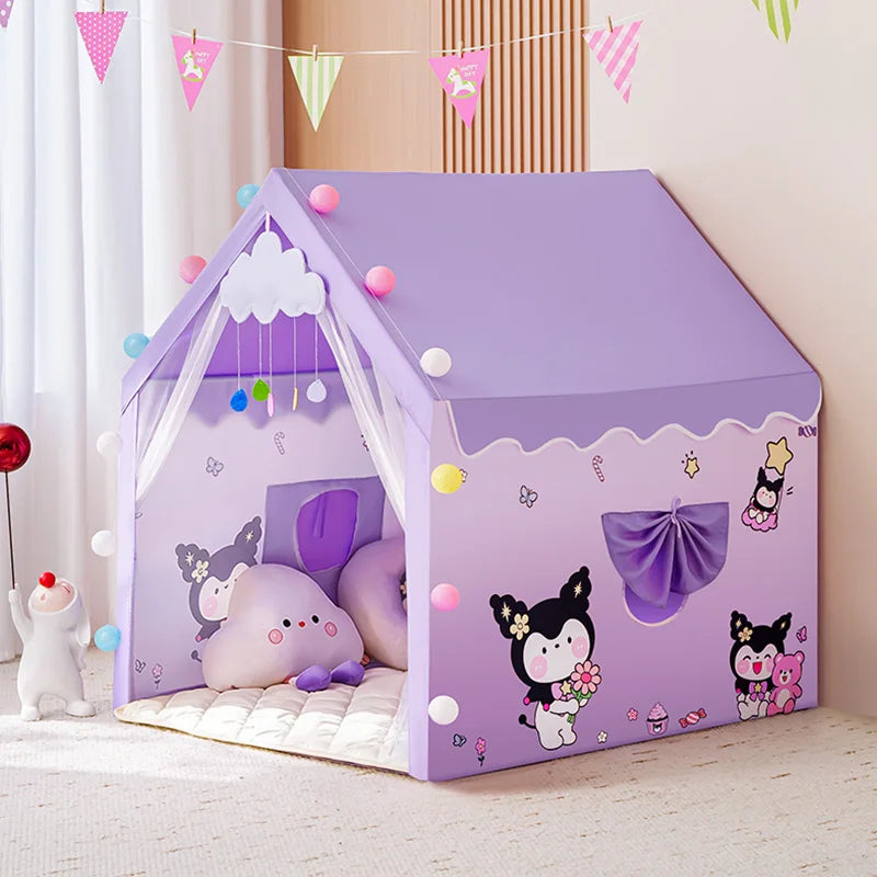 Kids Large Indoor Play Tent w/ Cotton Mat &amp; Longer Curtain