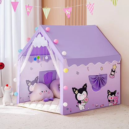 Kids Large Indoor Play Tent w/ Cotton Mat &amp; Longer Curtain