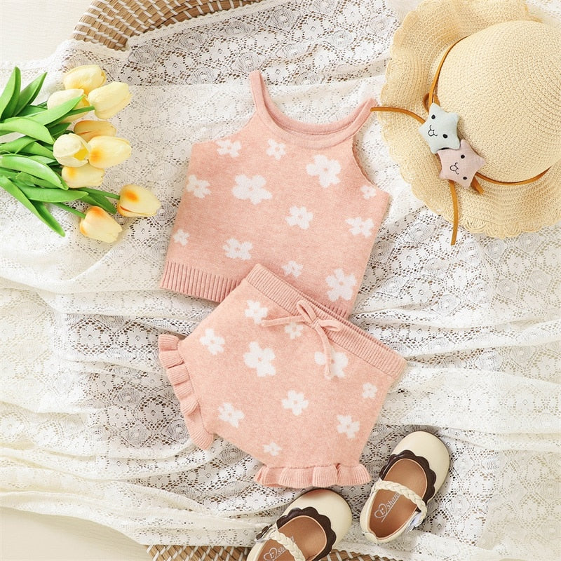 Toddler Girl 2Pcs Sleeveless Floral Outfit Set childrensterritory