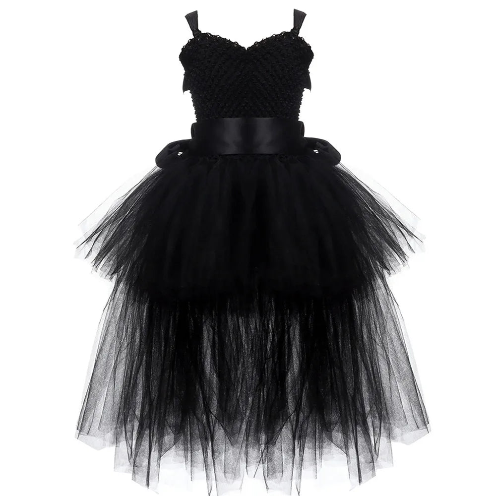 Kids Girls V-neck Evening Birthday Party Tulle Dresses