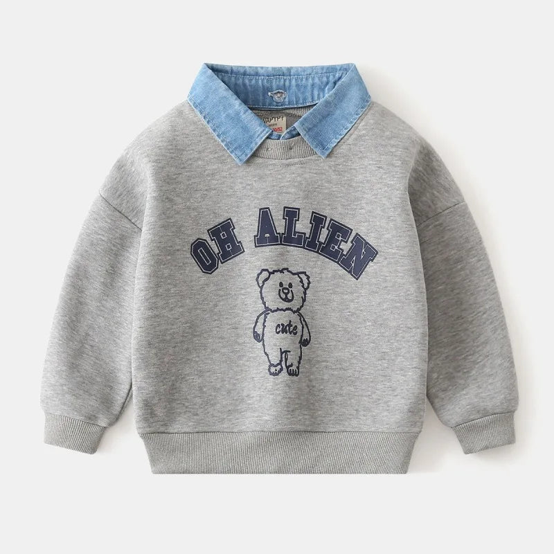 Boys' Long-Sleeved Collar Design Winter Sweater
