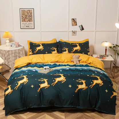 3/4-piece Cartoon Floral Print Soft Bedding Set For Home childrensterritory