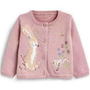 Kids Girls Floral and Rabbit Embroidery Knitted Cardigans childrensterritory
