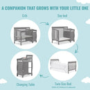 Steel Grey 3-in-1 Changing Table and Full-Size Crib Combo