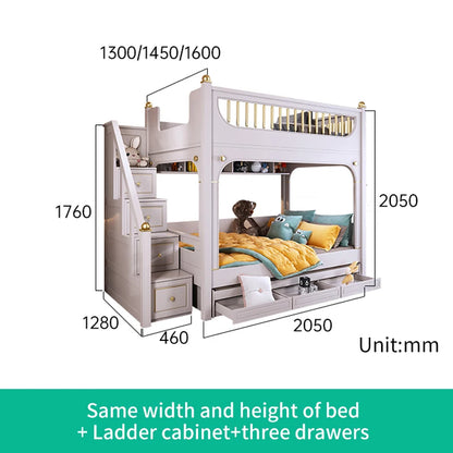 Multifunctional Kids Bunk Bed with Safety Fence and Storage childrensterritory