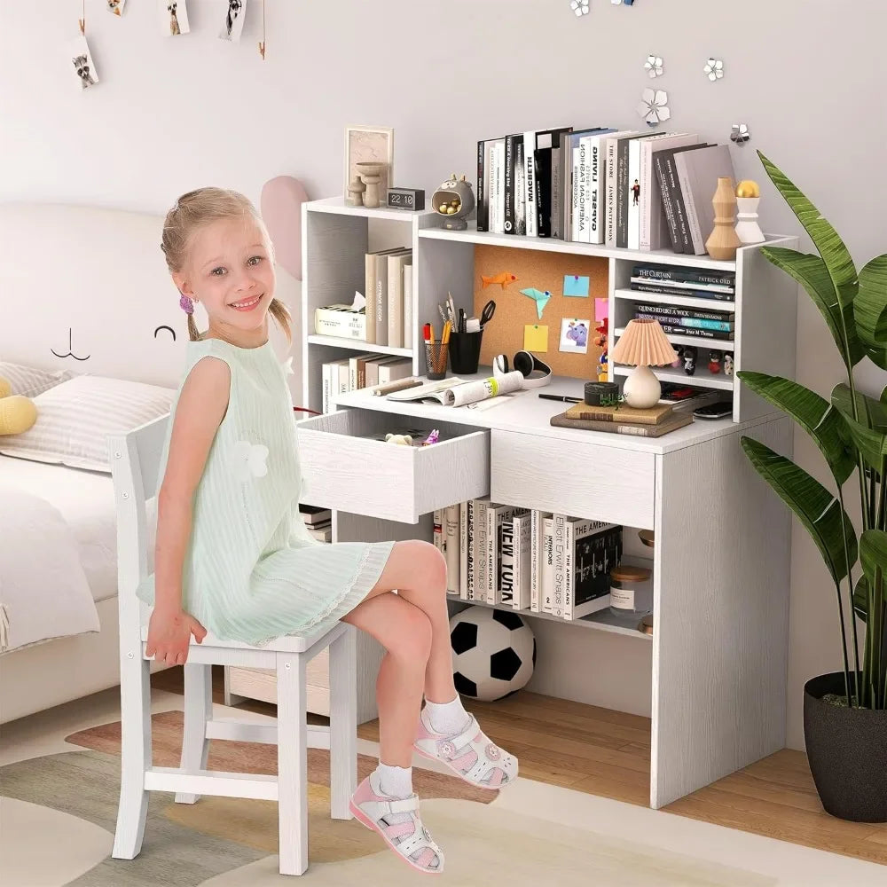 Kids Study Desk with 4 Drawers and Chair Set childrensterritory