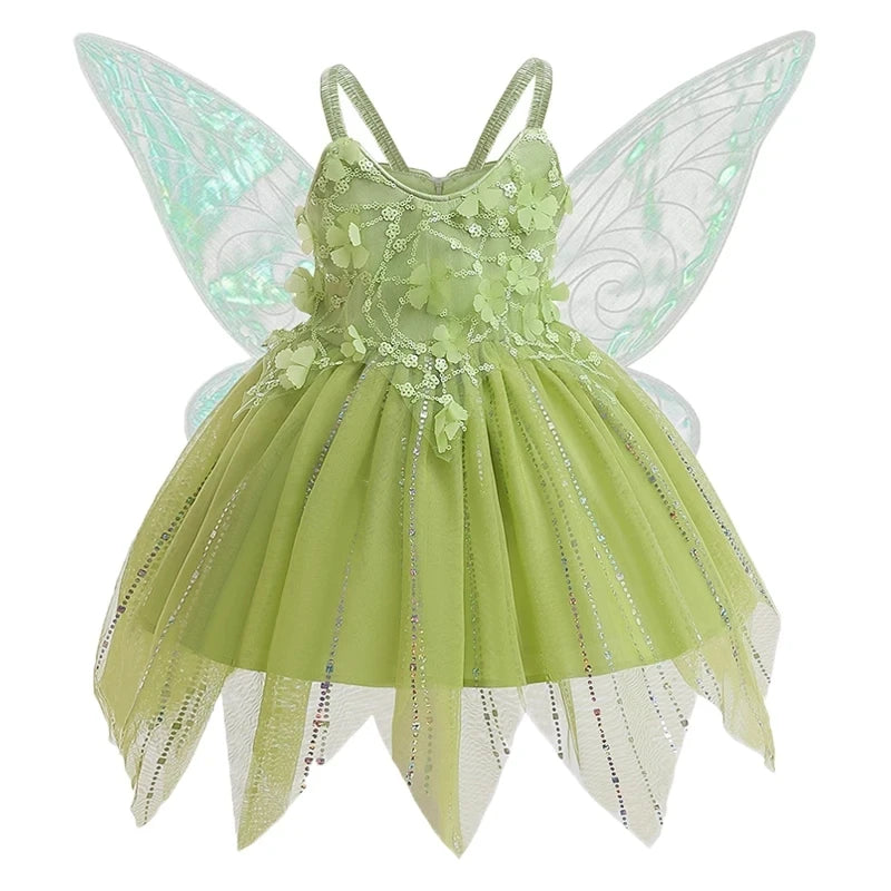 Sleeveless Butterfly Design Princess Puffy Dress For Girls childrensterritory