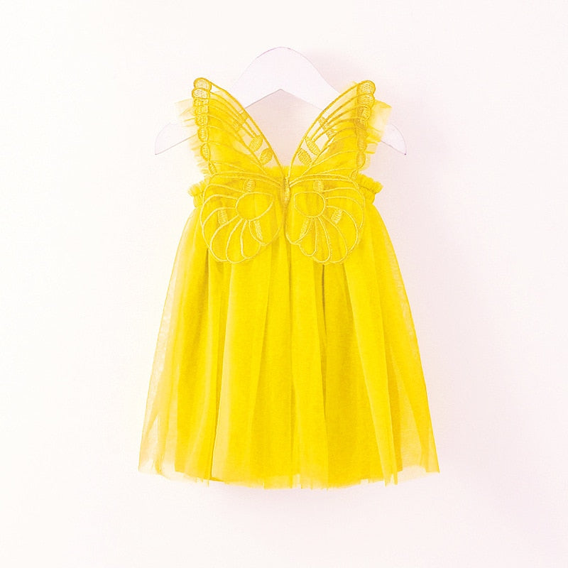 Baby Girl Sleeveless Tulle Birthday Party Dresses with Butterfly Wings childrensterritory