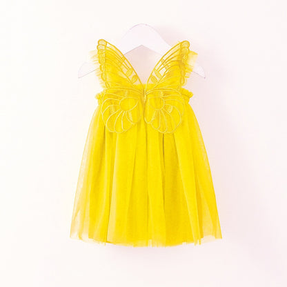 Baby Girl Sleeveless Tulle Birthday Party Dresses with Butterfly Wings childrensterritory