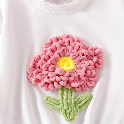 Kids Girl Floral Sweatshirt Top and Pants Set for Autumn