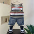 Little Boys Striped Sleeveless Shirt And Jeans Shorts Suit Set childrensterritory