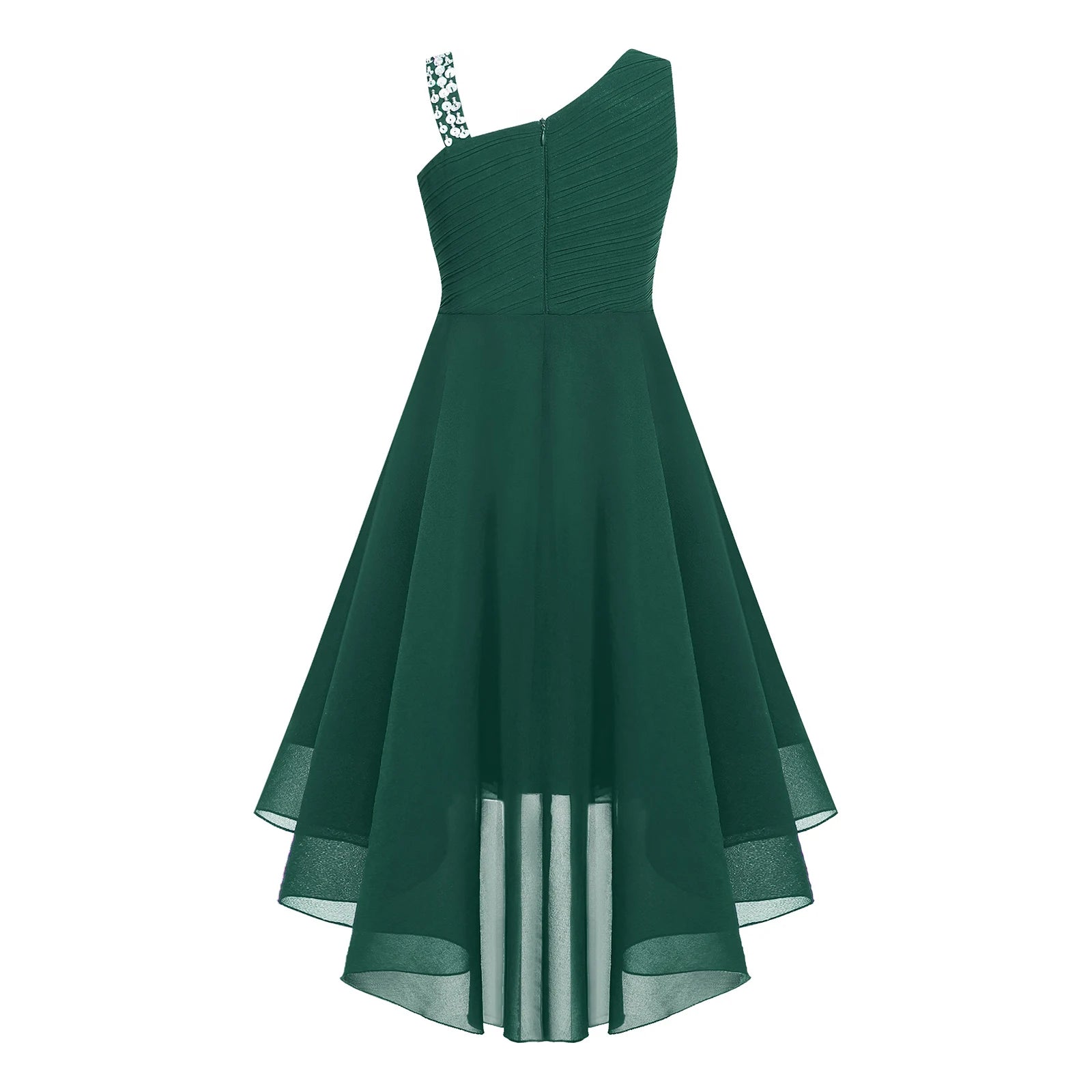 Kids Girls Ruched Twisted High-Low Summer Chiffon Dresses