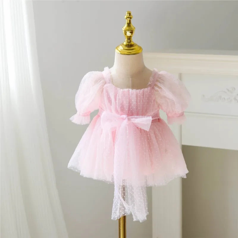 Baby Girl Dots Print Princess Tulle Romper Dresses for Summer