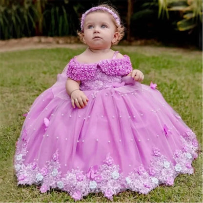Butterfly Flowers Design Puffy Tulle Wedding Birthday Party Gowns