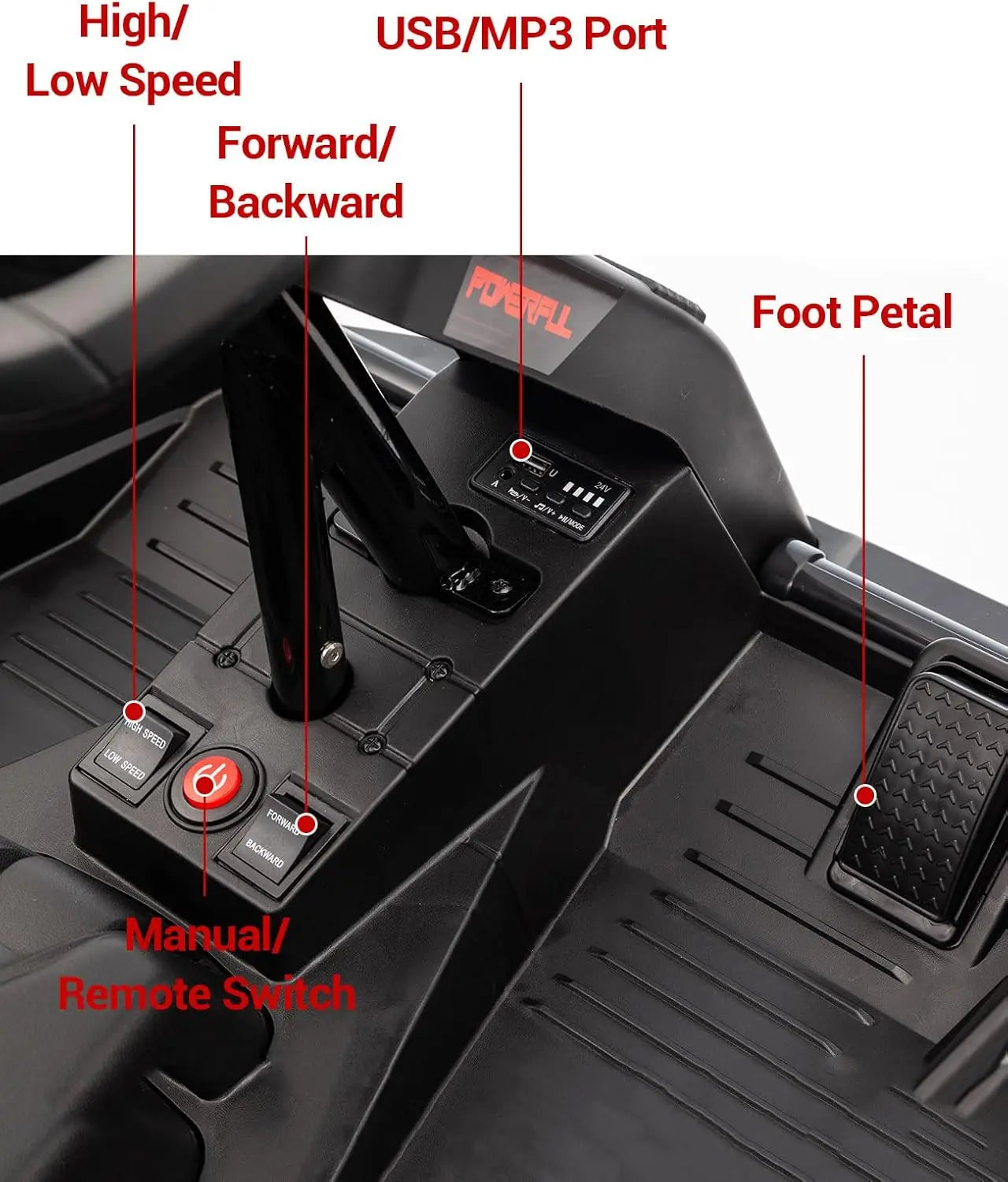 16'' 24V Ride On Electric Utv Car with Remote Control