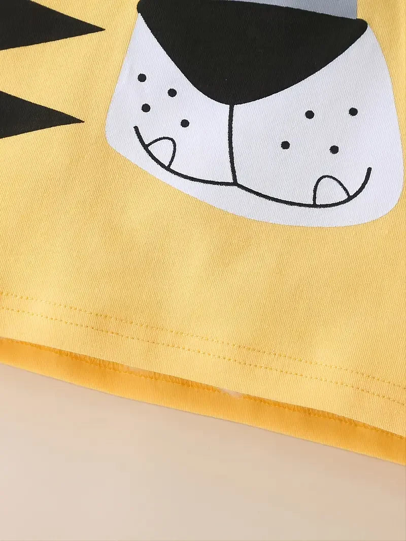 Kids Boys Girls Crew Neck Animal Print Pajama Sets childrensterritory