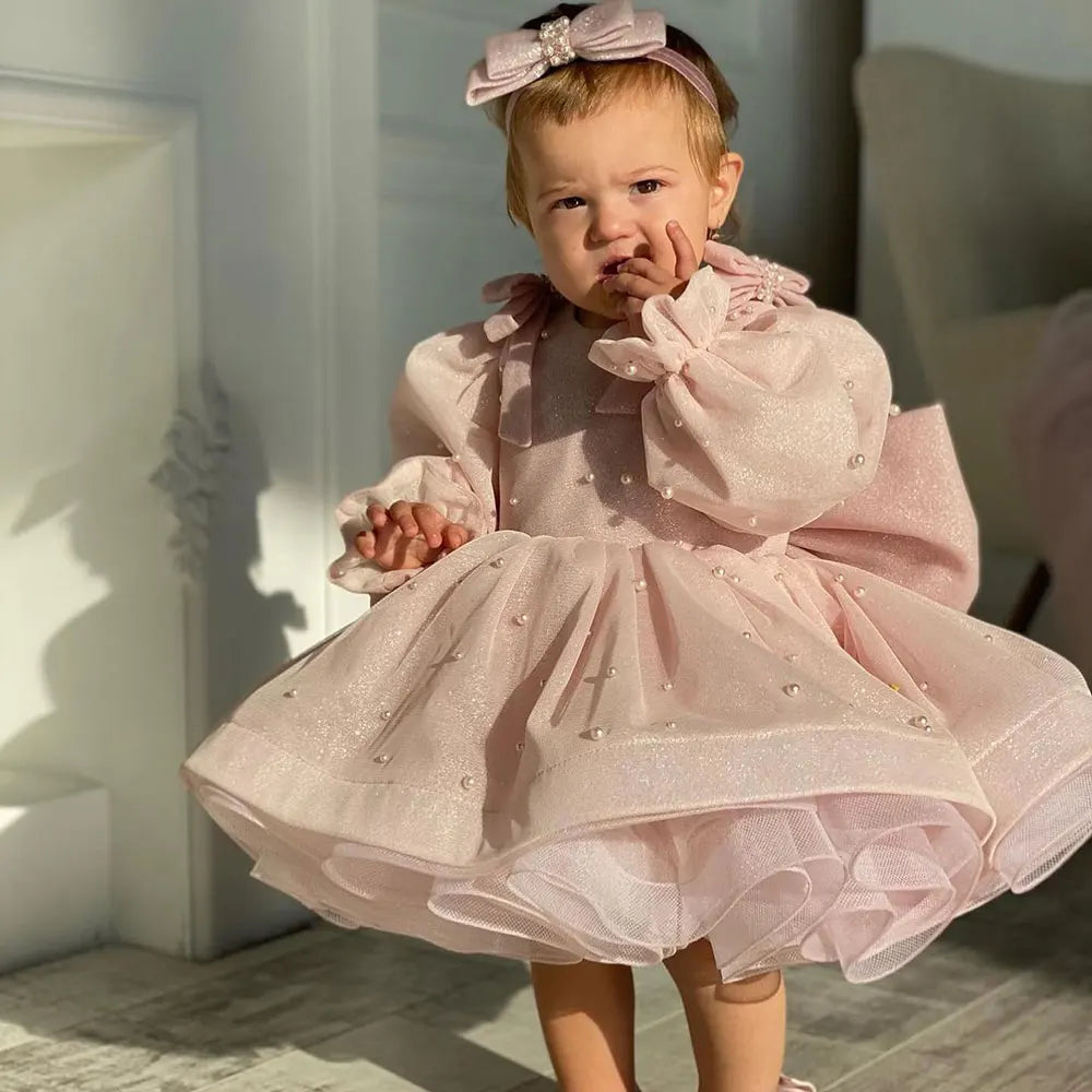 Baby/Kids Girls Pink Shining Pearls Design Ball Gown/Party Dress childrensterritory