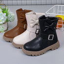 Kids Solid Color Long Snow Boots with Buckle Design childrensterritory