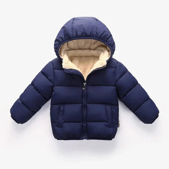 Kids' Solid-Colour Long-Sleeved Winter Jackets