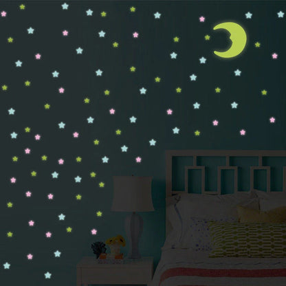 100Pcs 3D Colorful Luminous Stars Stickers for Bedroom