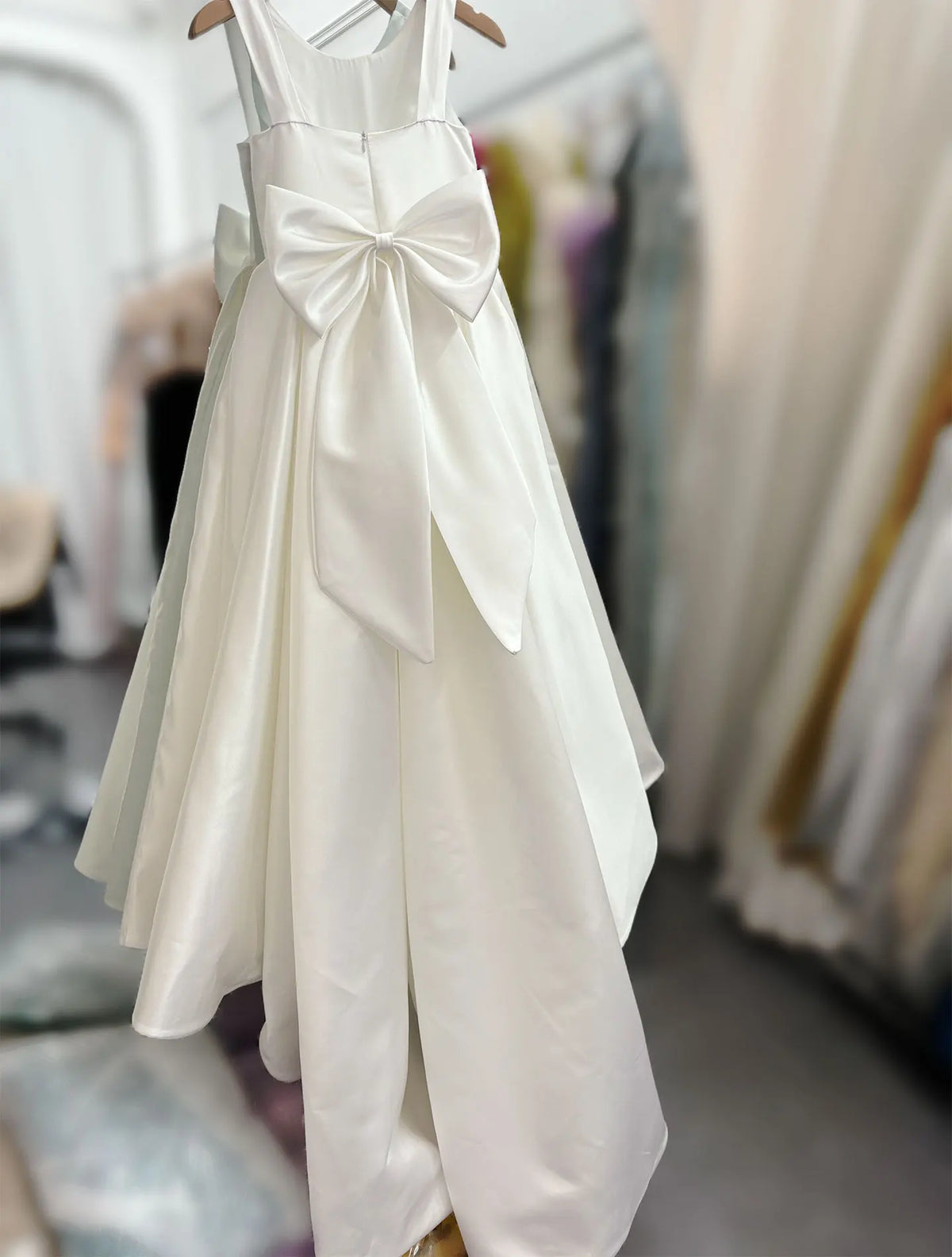 Girls Elegant White Satin Ball Gown, Communion Dress childrensterritory