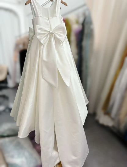 Girls Elegant White Satin Ball Gown, Communion Dress childrensterritory