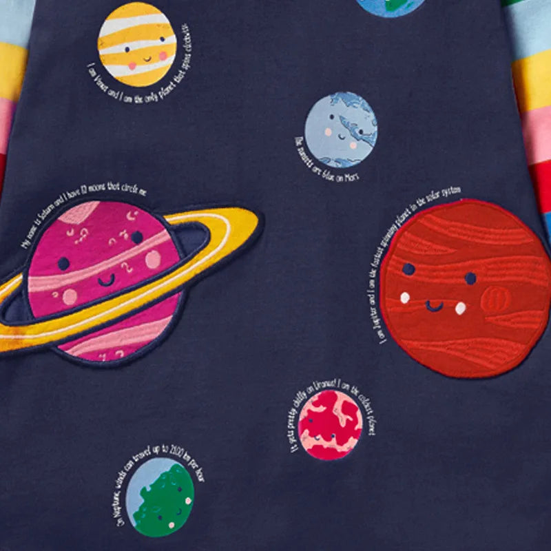 Long-Sleeved Solar System Girls' Autumn Dresses