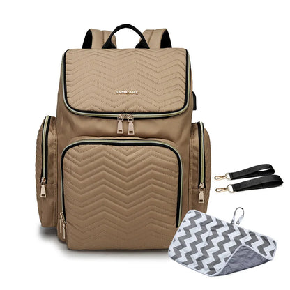 Waterproof Multifunctional Baby Diaper Bag with USB Charging