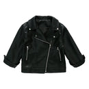 Solid Color Casual Style Leather Jacket for Little Boys childrensterritory