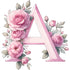Self-Adhesive Pink Flower Letter Art Wall Decals childrensterritory