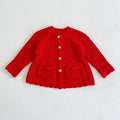 Solid Color Long Sleeve Infant Girls Knitted Cardigans childrensterritory